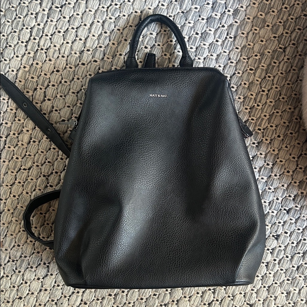 Matt & Nat Black Vegan Leather Backpack
